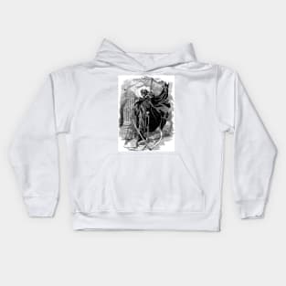 Death as a skeletal figure wielding a scythe - Sir E.L. Sambourne Kids Hoodie